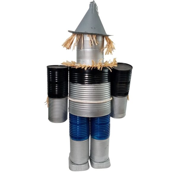 Vintage Tin Man Scarecrow Sculpture Wizard Of Oz Folk Art Recycled Robot - Picture 5 of 14